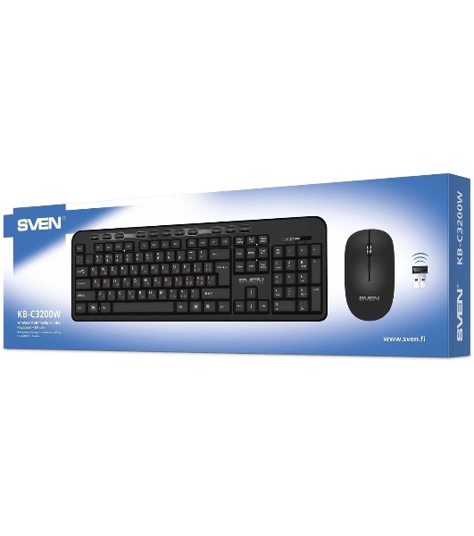 Комплект клавиатура + мышь SVEN KB-C3200W беспроводные клавиатура и мышь, черные