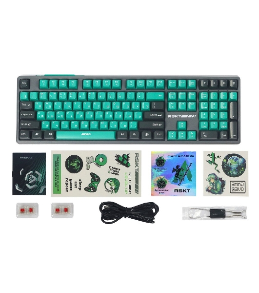 Клавиатура Raskat KM004 проводная, USB Type-A, зелёный/серый