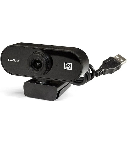 Веб-камера ExeGate Stream C940 2560x1440, 30 кадр/с, USB Type-A, микрофон (шумоподавление), универсальное крепление, штатив в комплекте