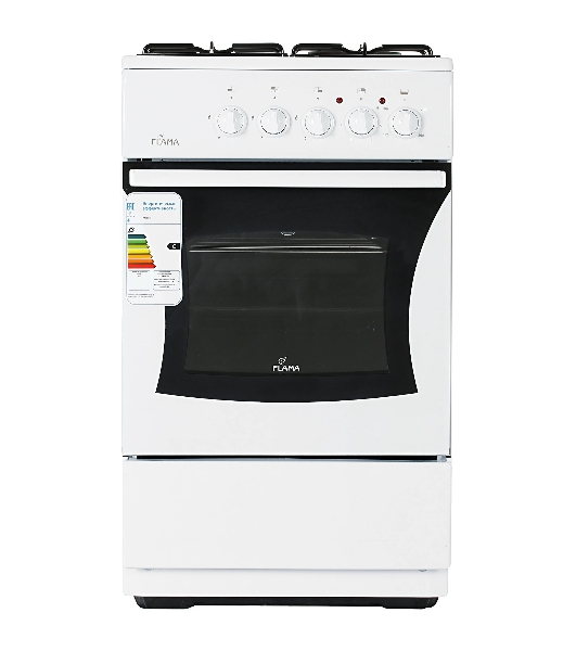 Плита комбинированная Flama RK 23-105 W белый, конфорок 4 шт, духовка 50 л, 50 см x 85 см x 60 см