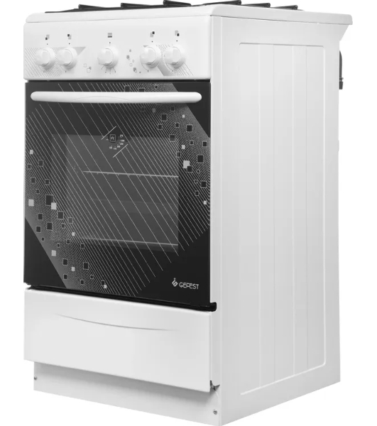 Плита газовая Gefest ПГ 5100 0017 белый конфорок - 4 шт, духовка - 52 л, 50 см x 85 см x 58.5 см