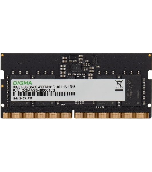 Оперативная память Digma, DDR5, 16GB (1x16 GB), 4800 MHz, CL40, SO-DIMM
