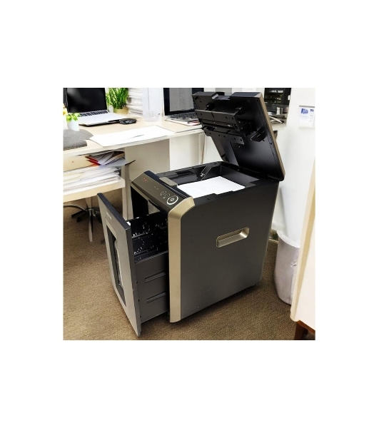 Шредер Office Kit SA200M 1,9х10 черный/серый с автоподачей (секр.P-5) фрагменты 220лист. 40лтр. скобы пл.карты