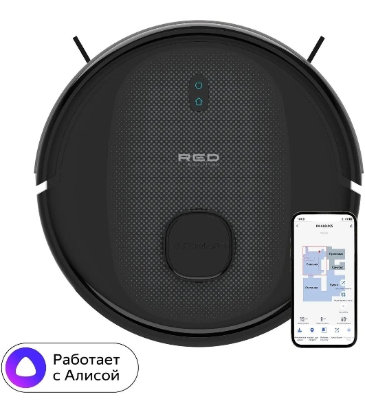 Робот-пылесос Red Solution RV-RL6100S черный, 2600 мAч Li-Ion, уборка влажная/сухая, пылесборник контейнер 0,3 л