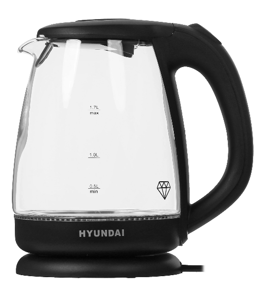 Чайник электрический Hyundai HYK-G1001 1.7л. 2200Вт черный (корпус: стекло)