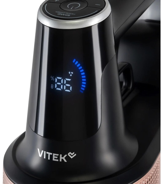 Пылесос вертикальный Vitek VT-CLS01AQUA черный/медный, питание от аккумулятора, 250 Вт, уборка влажная/сухая, пылесборник 0.55 л