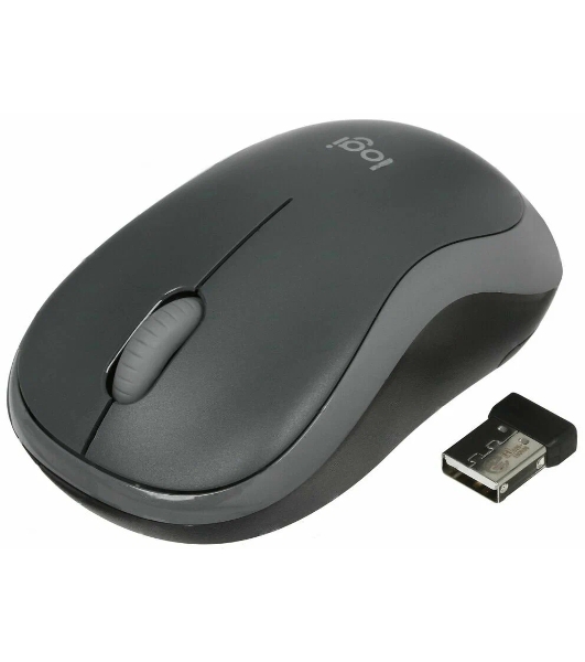Мышь беспроводная Logitech M186 черный/серый, 1000 dpi, радиоканал, USB, кнопки - 3
