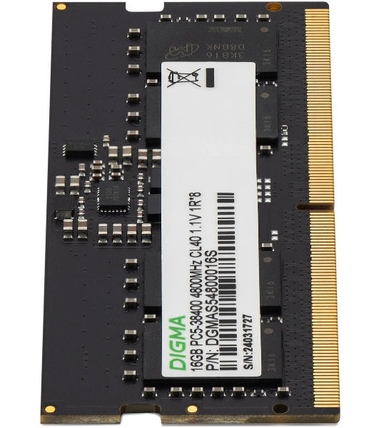 Оперативная память Digma, DDR5, 16GB (1x16 GB), 4800 MHz, CL40, SO-DIMM
