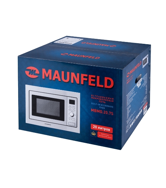 Микроволновая печь встраиваемая Maunfeld MBMO.20.7S нержавеющая сталь, 20 л, 800 Вт, переключатели - поворотный механизм/кнопки