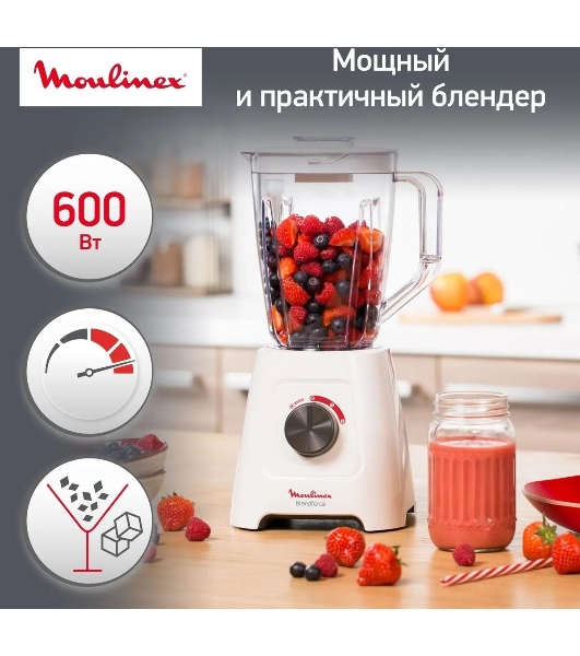 Блендер стационарный Moulinex LM420110 400 Вт, белый
