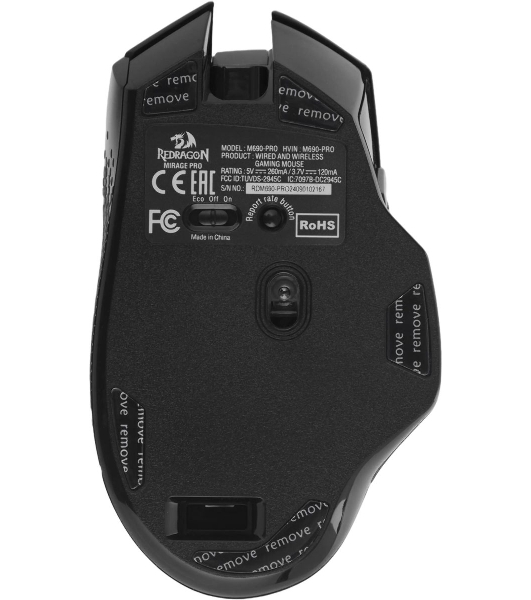 Мышь беспроводная Redragon Mirage Pro черный, 8000 dpi, радиоканал, USB, кнопки - 9