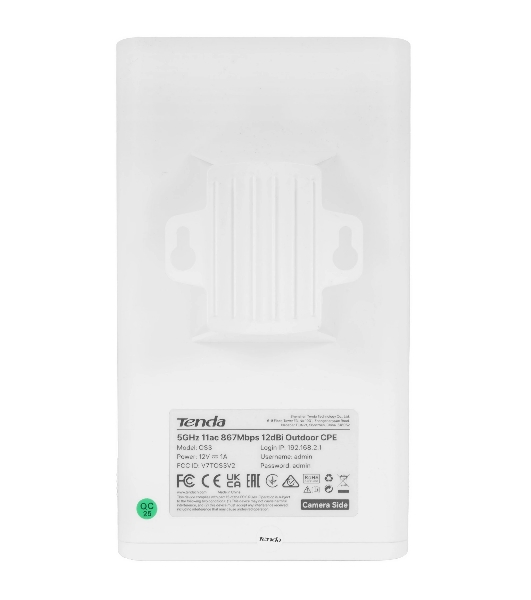 Наружная точка доступа Tenda OS3 (2-pack) (комплект 2 шт), 5 ГГц, до 867 Мбит/с, внешняя антенна 1x12dBi, IP65, PoE