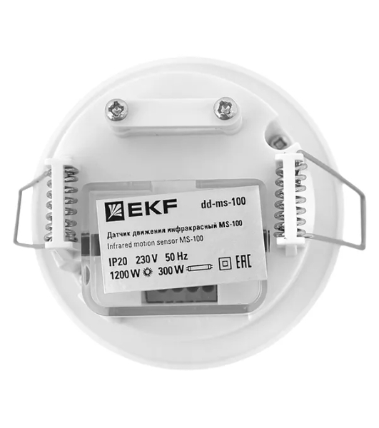 Датчик движения EKF dd-ms-100 (ИК) MS-100 (ДД) встраив. 1200 Вт 360 град. до 6 м IP20