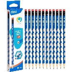 Карандаш чернографитный Deli EC016-2B U-Touch 2B, трехгранный, (12шт) ластик, фото 1