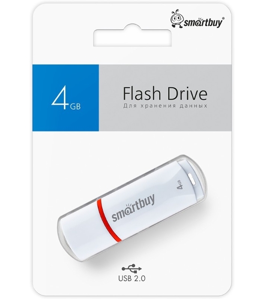 Флешка USB Smartbuy Crown white (SB4GbCRW-W), 4Gb, USB 2.0, R/W 15/5, белый/красный