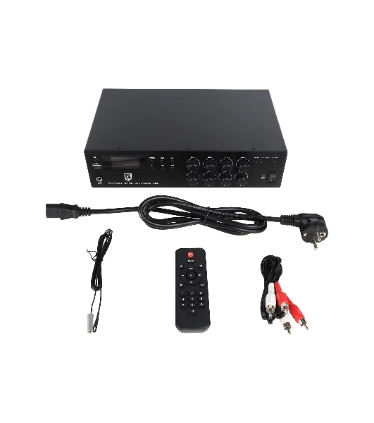 Микшер-усилитель Intrend ITMXAMP-60MT MP3, FM тюнер, USB, Bluetooth, 2хMic/3хLine входы, 1хLine выход,60 Вт, 4/8Ом/100V, IR-пульт в комплекте