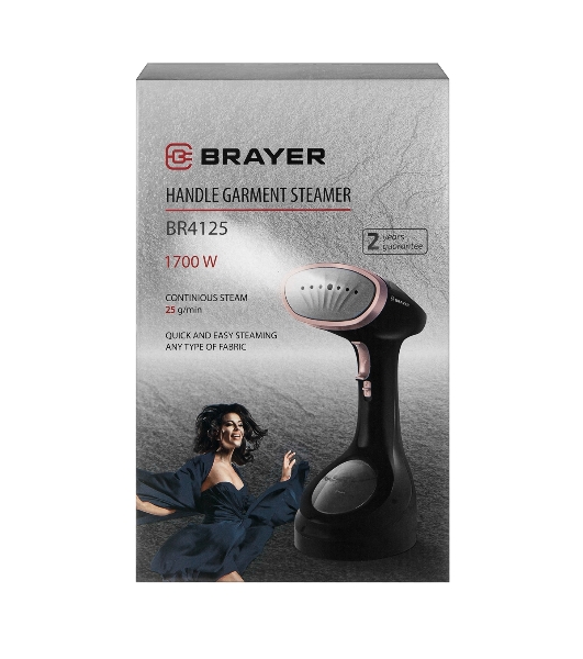 Отпариватель Brayer BR4125 черный, 1700 Вт, 25 г/мин, 280 мл
