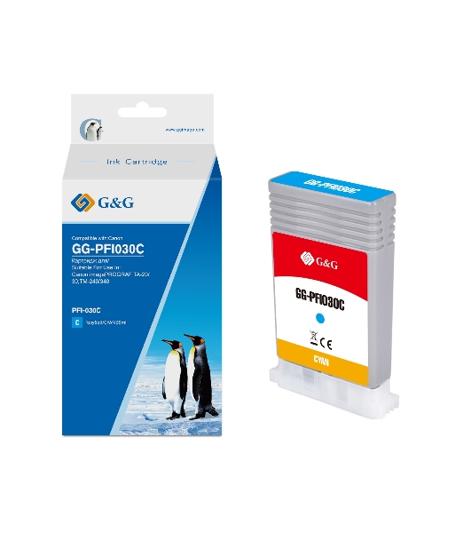 Картридж струйный G&G GG-PFI030C PFI-030C голубой (55мл) для Canon imagePrograf TA-20/30 TM-240/340