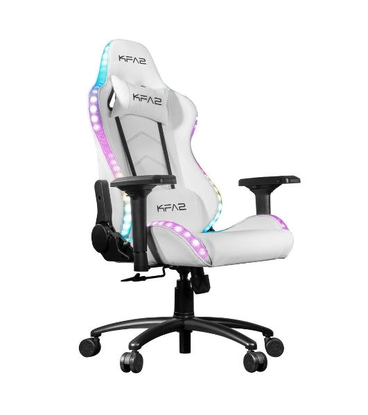 Кресло KFA2 Gaming Chair 01 RGB SE белый, экокожа, RGB-подсветка, подголовник