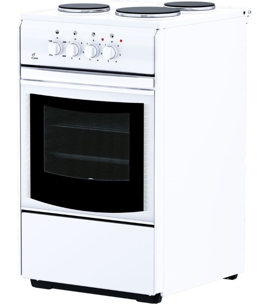 Плита электрическая Flama AE 1304 W белый, конфорок 3 шт, духовка 50 л, 50 см x 85 см x 60 см