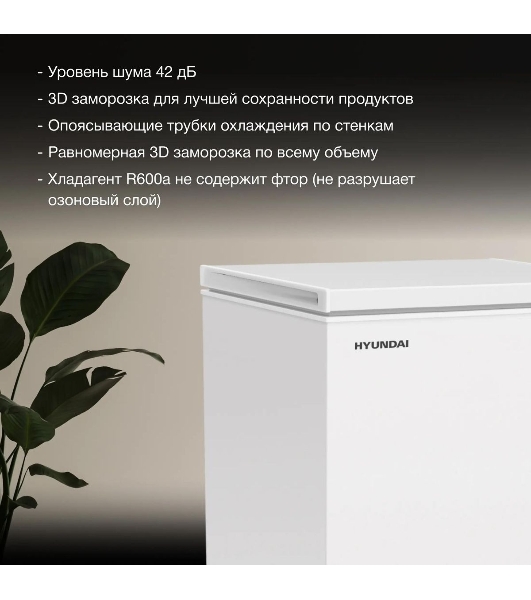 Морозильный ларь Hyundai CH20081 белый, 200л