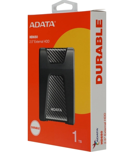 Внешний HDD 2.5' ADATA HD650, 1TB, USB 3.2 Gen 1 Type-A, 5400 rpm, черный
