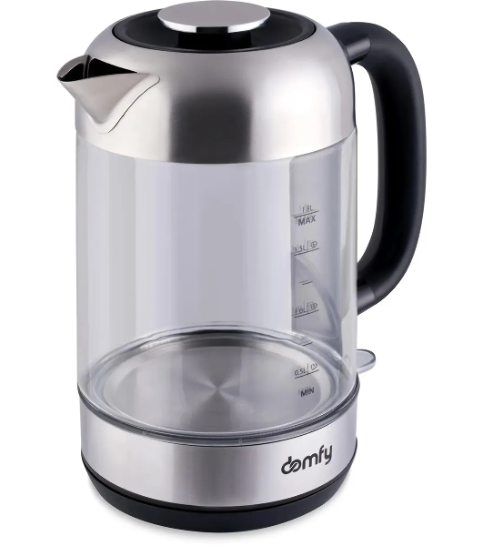 Чайник электрический Domfy DSM-EK401 1.8л. 2200Вт черный/прозрачный (корпус: стекло)