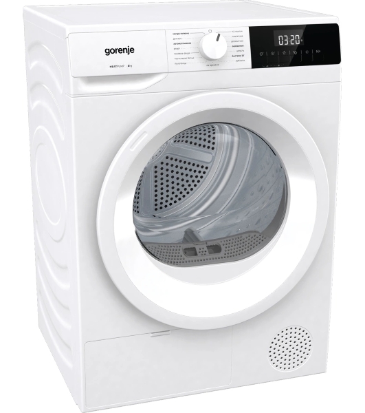Сушильная машина Gorenje DHNE82/C белый, 8 кг, сушка - тепловой насос, программ - 15, 59.5 x 84.5 x 58 см