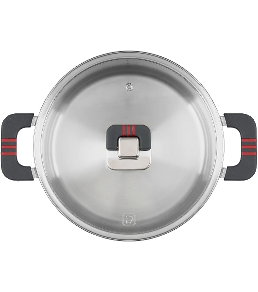 Кастрюля Rondell Stripes RDS-1638, 5.2 л, 24 см, с крышкой, сталь