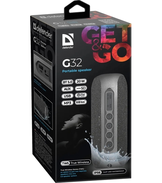 Акустическая система Defender G32 2.0 черный 2х10 Вт