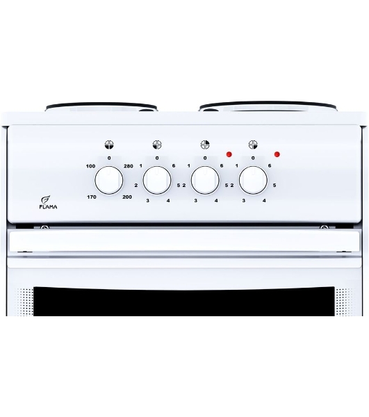 Плита электрическая Flama AE 1304 W белый, конфорок 3 шт, духовка 50 л, 50 см x 85 см x 60 см