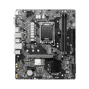 Материнская плата MSI PRO H610M-G WIFI, LGA 1700, Intel H610, 2xDDR5 (до 64 ГБ), 4xSATA, 1xM.2 (PCIe 3.0 x4), 1xPCIe 4.0 x16, 2xPCIe x1, 1xVGA, 1xHDMI, 1xDP, 1x1Gb LAN, Wi-Fi 5, Bluetooth 4.2, 4xUSB-A 5Gbps, 2xUSB-A 2.0, 1xPS/2, 3x3.5 мм, 7.1, чёрный, mATX