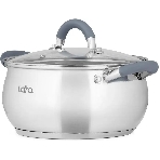 Кастрюля LARA LR02-481 BELL 18x10,5 см, 2,6 л, нержавеющая сталь, индукционное дно, силиконовая ручка, стеклянная крышка, фото3