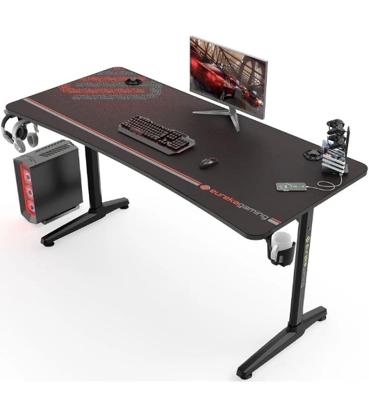 Стол игровой Eureka ERK-GIP-P60B столешница ЛДСП черный каркас черный