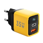 Сетевое зарядное устройство с дисплеем Cablexpert MP3A-PC-53, 35Вт GaN, QC3.0/PD3.0, 1хUSB, 1хType-C, желтый, коробка, фото 1