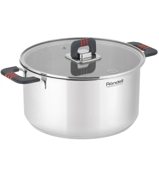 Кастрюля Rondell Stripes RDS-1638, 5.2 л, 24 см, с крышкой, сталь