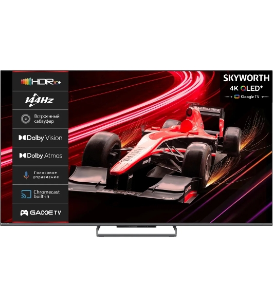 Телевизор Skyworth 65' 65Q77G черный/серебристый QLED Google TV UHD 144Hz Smart TV 3GB/16GB
