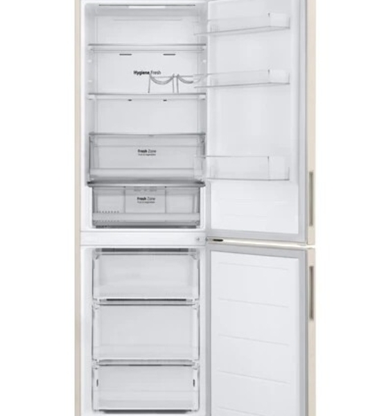Холодильник LG GC-B459AEMW бежевый двухкамерный 234/110л морозилка снизу, No Frost
