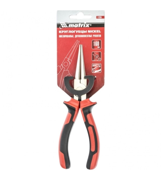 Круглогубцы Matrix 17355 NICKEL 160 мм, никелированные, двухкомпонентные рукоятки