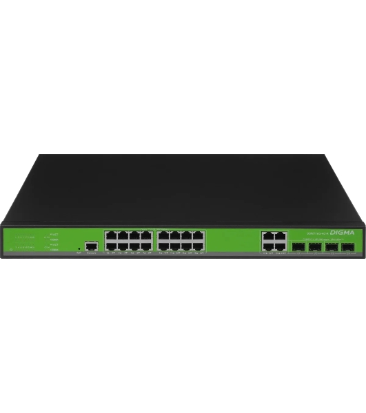 Коммутатор Digma DSW716G-4C-R, 16×1 Гбит/с + 4×1 Гбит/с Combo, управляемый