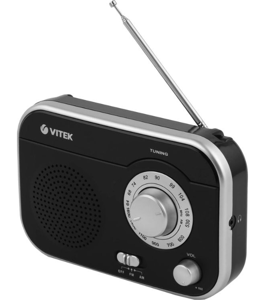 Радиоприемник Vitek VT-3593 (BK) Выходная мощность 1 вт. Динамики 1.Тип батареек UM-2/C
