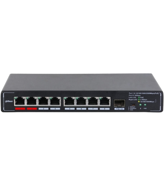 Коммутатор Dahua DH-SMG1009XP, 8×2.5 Гбит/с RJ45 + 1×10 Гбит/с SFP+, неуправляемый