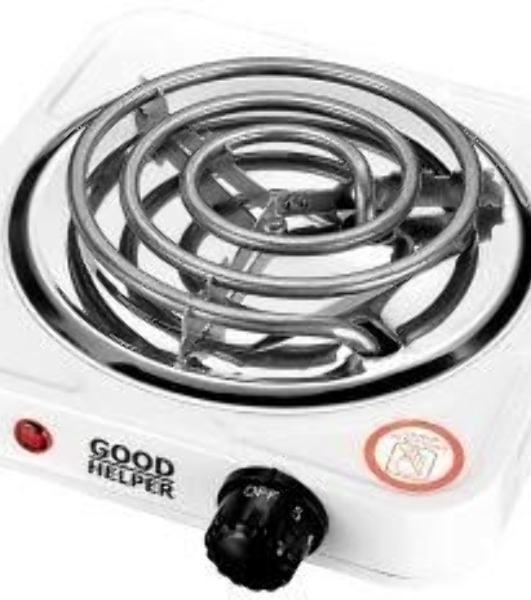 Плита настольная электрическая GOODHELPER ES-10T11 белый, 1.1 кВт, ТЭН, конфорки - 1, эмаль, поворотные переключатели