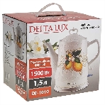 Чайник электрический DELTA LUX DE-1010 корпус из фарфора: Лимоны, фото2
