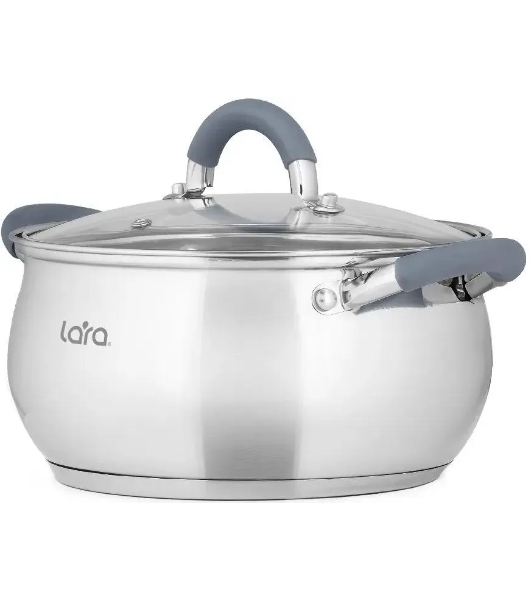Кастрюля Lara LR02-482 BELL 20x11,5 см, 3,5 л, нержавеющая сталь 316L (хром/никель/молибден), с крышкой