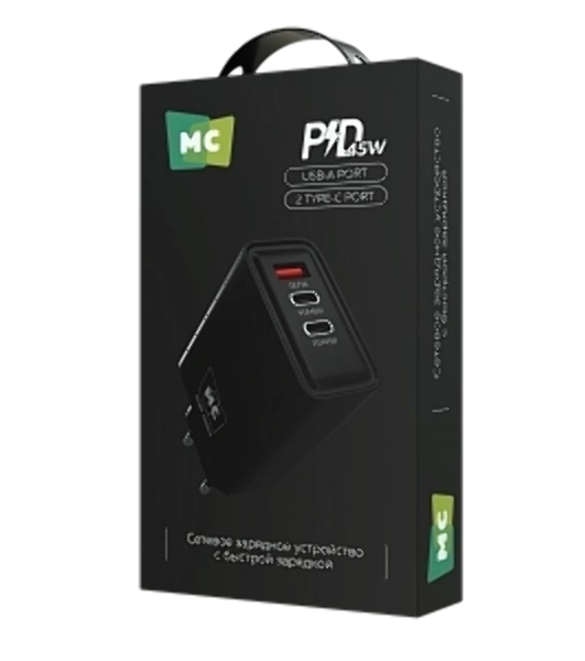 Сетевое зарядное устройство MORE CHOICE NC90 1USB+2Type-C 3.0A PD 45W, черный