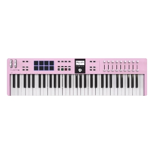 Клавиатура MIDI 231535 Arturia KeyLab Essential 61 mk3 Rose Quartz 61 клавиша, LCD дисплей, 9 энкодеров, 8 пэдов, 9 фейдеров, 12 кнопок управления, колеса высоты тона и модуляции, 1/4' Jack вход для педали, MIDI выход, Type-C
