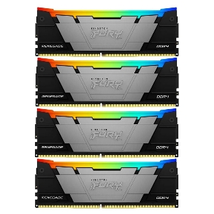 Оперативная память Kingston Fury Renegade, DDR4, 64GB (4x16GB), 3600MHz, CL16, DIMM, с радиатором, RGB, серебристый/черный