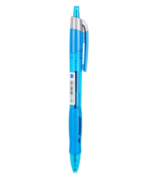 Ручка гелевая автоматическая Deli Arris EG08-BL прозрачный/голубой, d=0.5мм, синие чернила, резиновая манжета