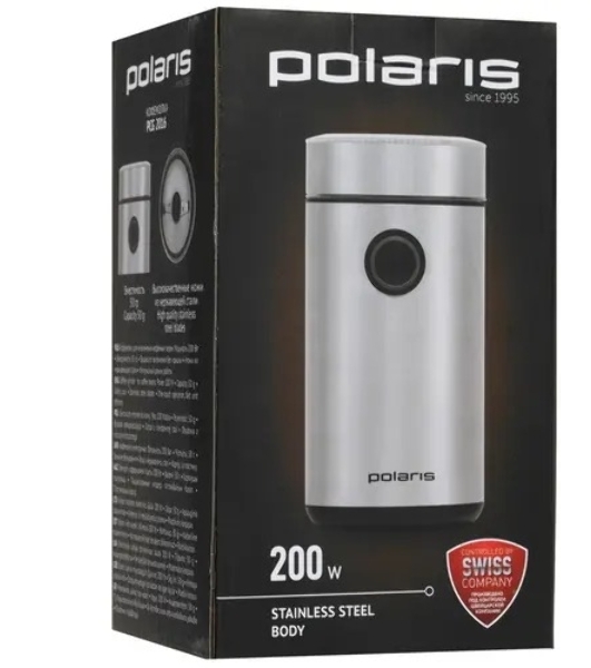 Кофемолка Polaris PCG-2016 200вт, 50гр. нержавеющая сталь